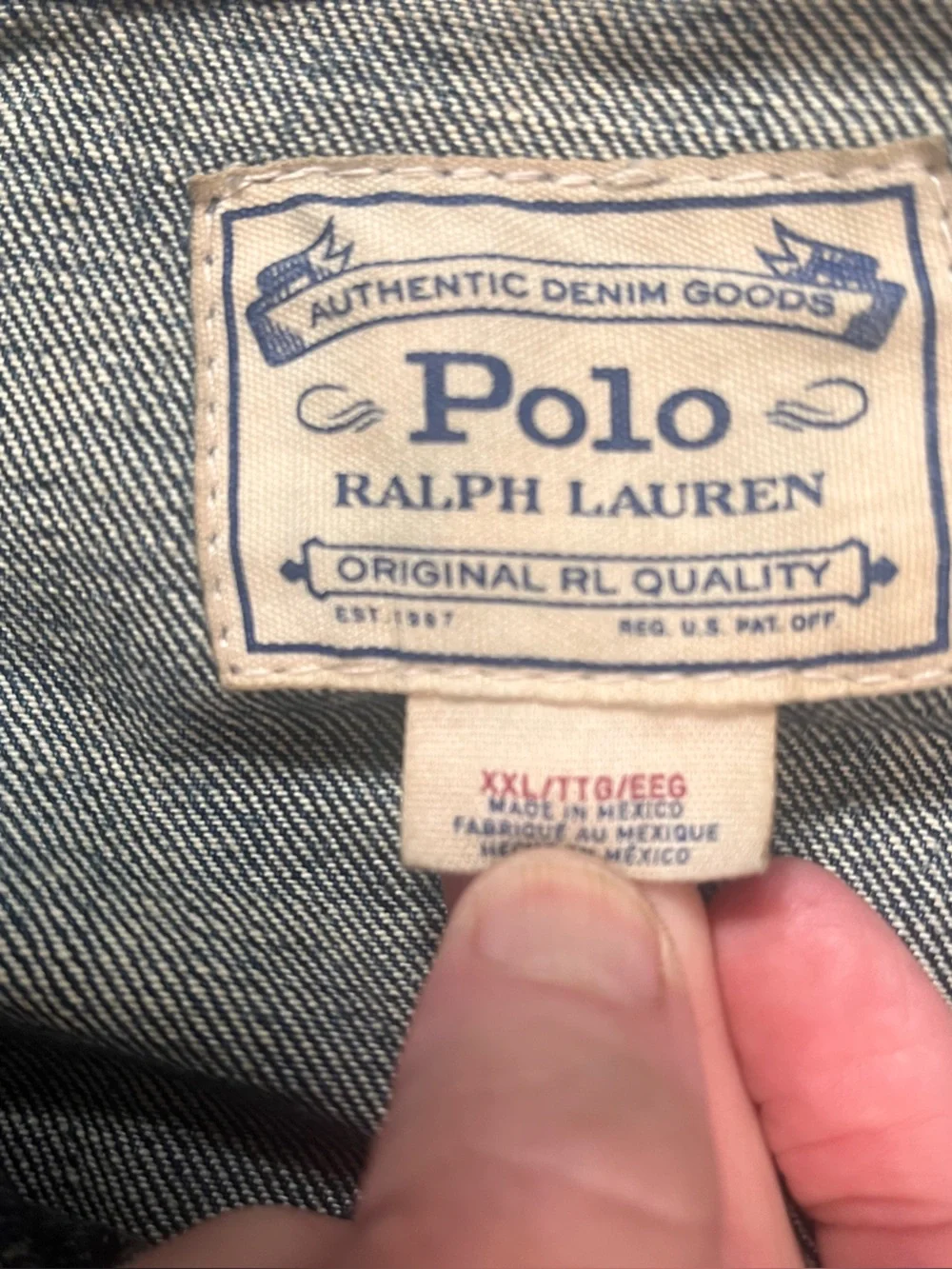 Polo Ralph Lauren Denim Trucker Jacket Mens XXL Blue Jean Classic Retro